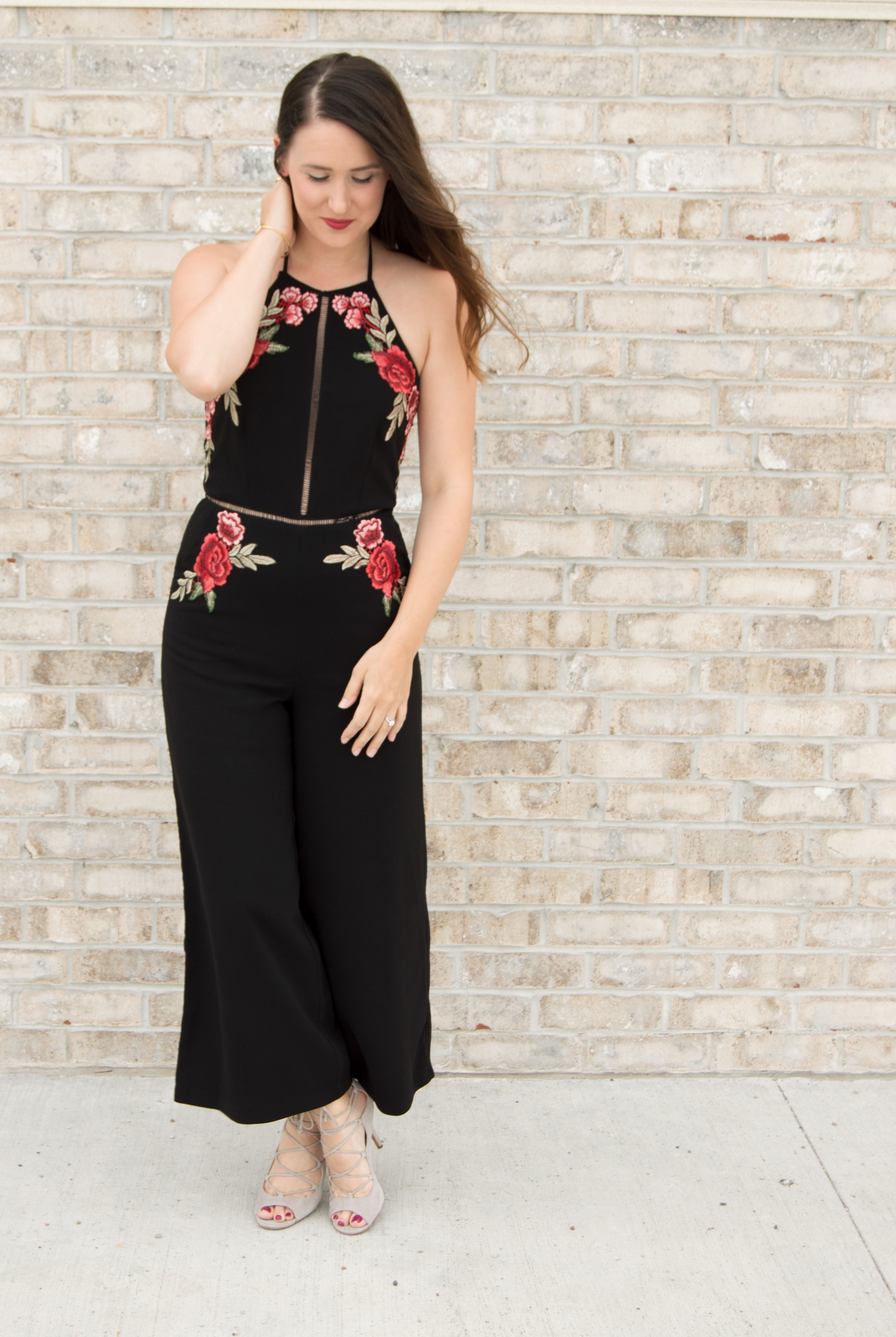 Floral cheap embroidered jumpsuit