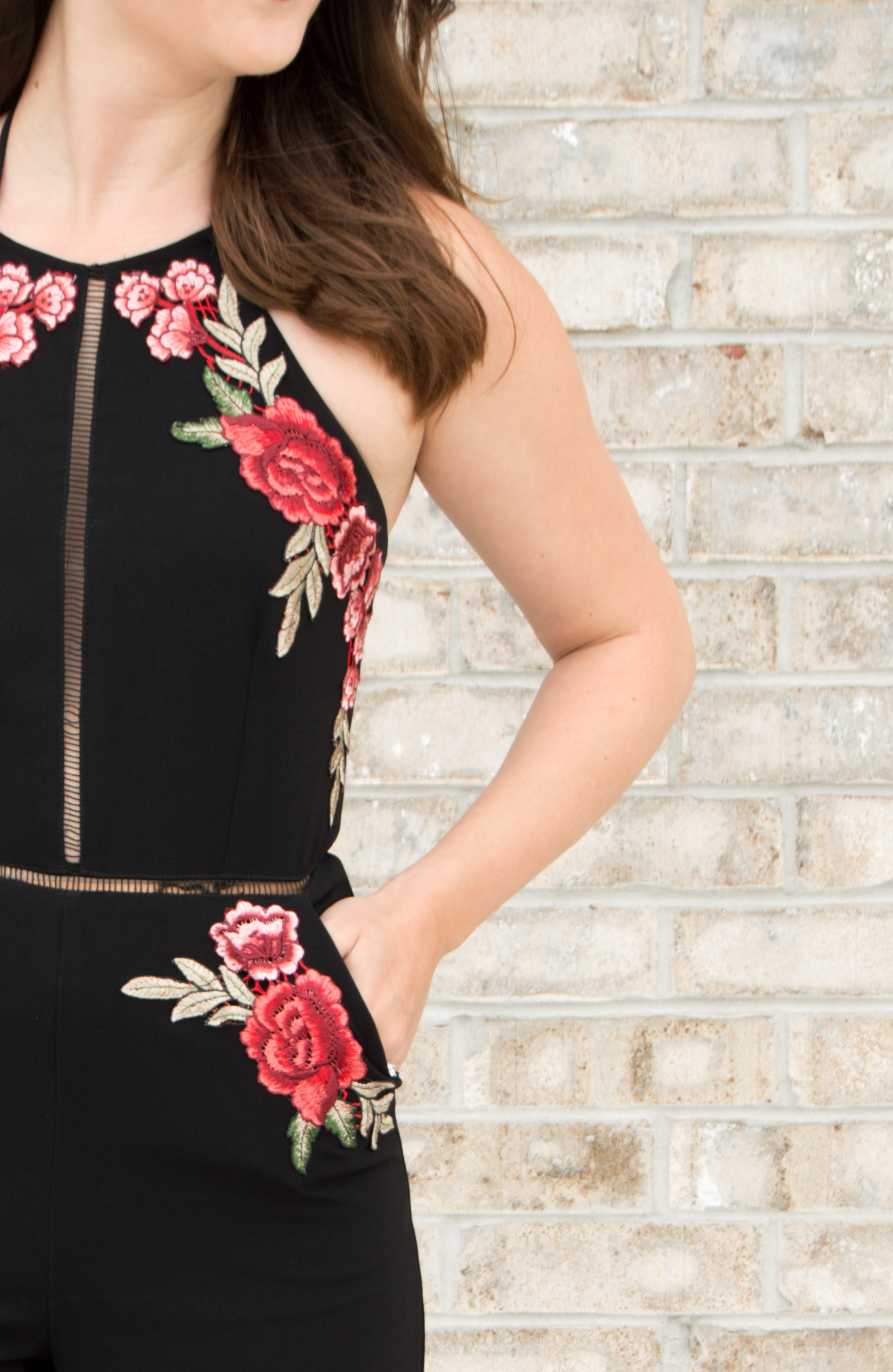 Gianni Bini Floral Embroidered Jumpsuit