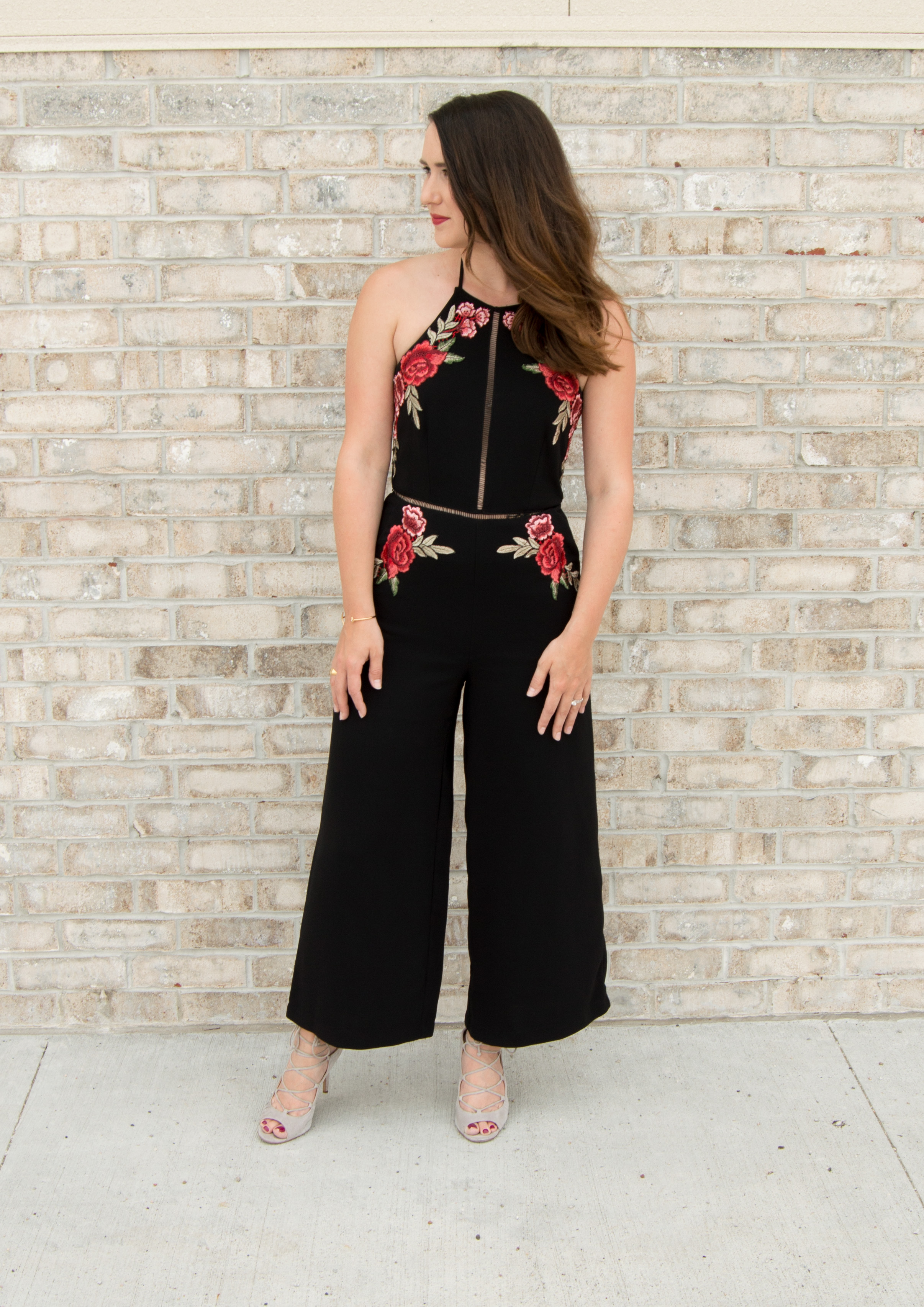 Gianni Bini Floral Embroidered Jumpsuit