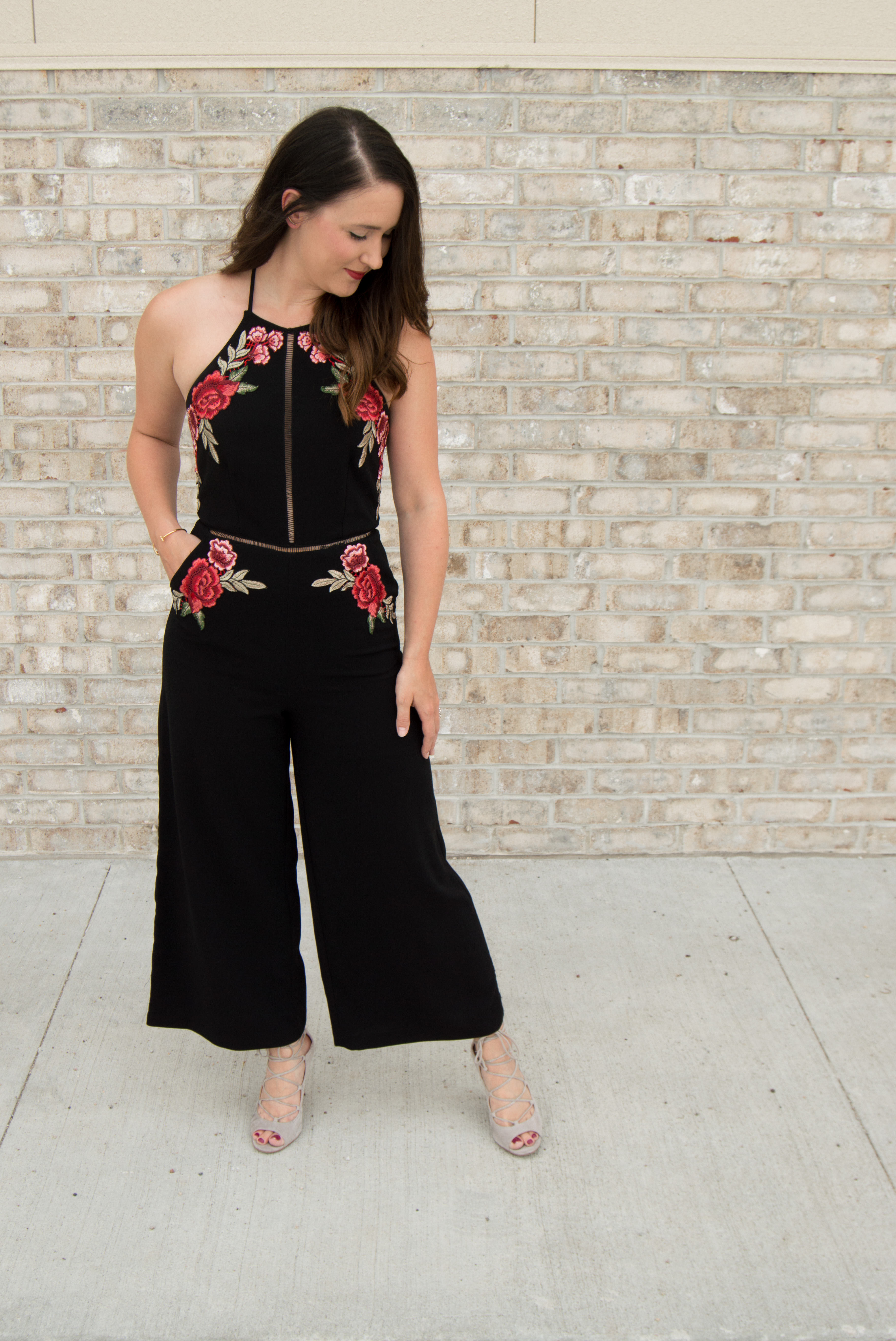 Gianni Bini Floral Embroidered Jumpsuit