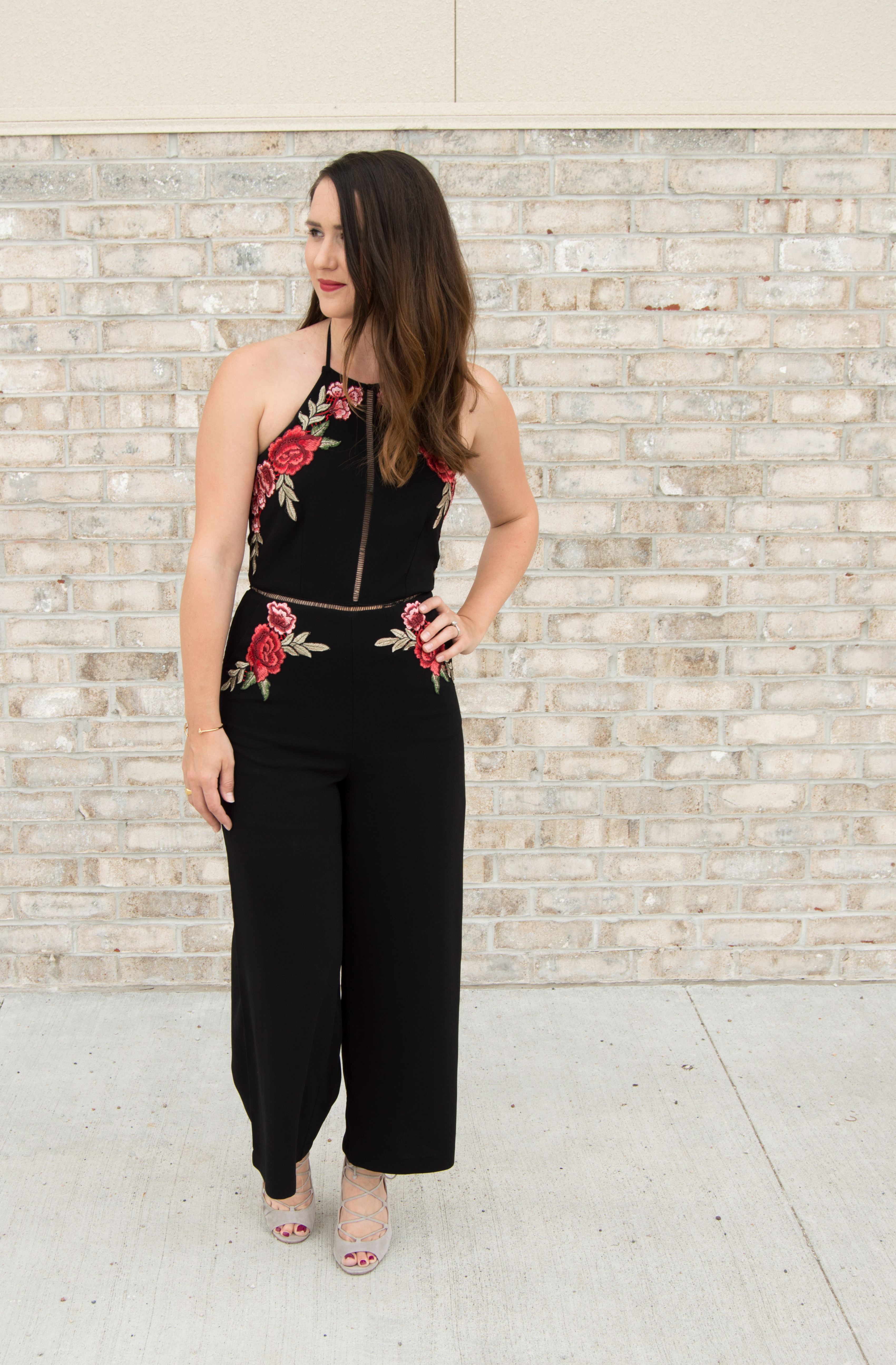 Gianni Bini Floral Embroidered Jumpsuit