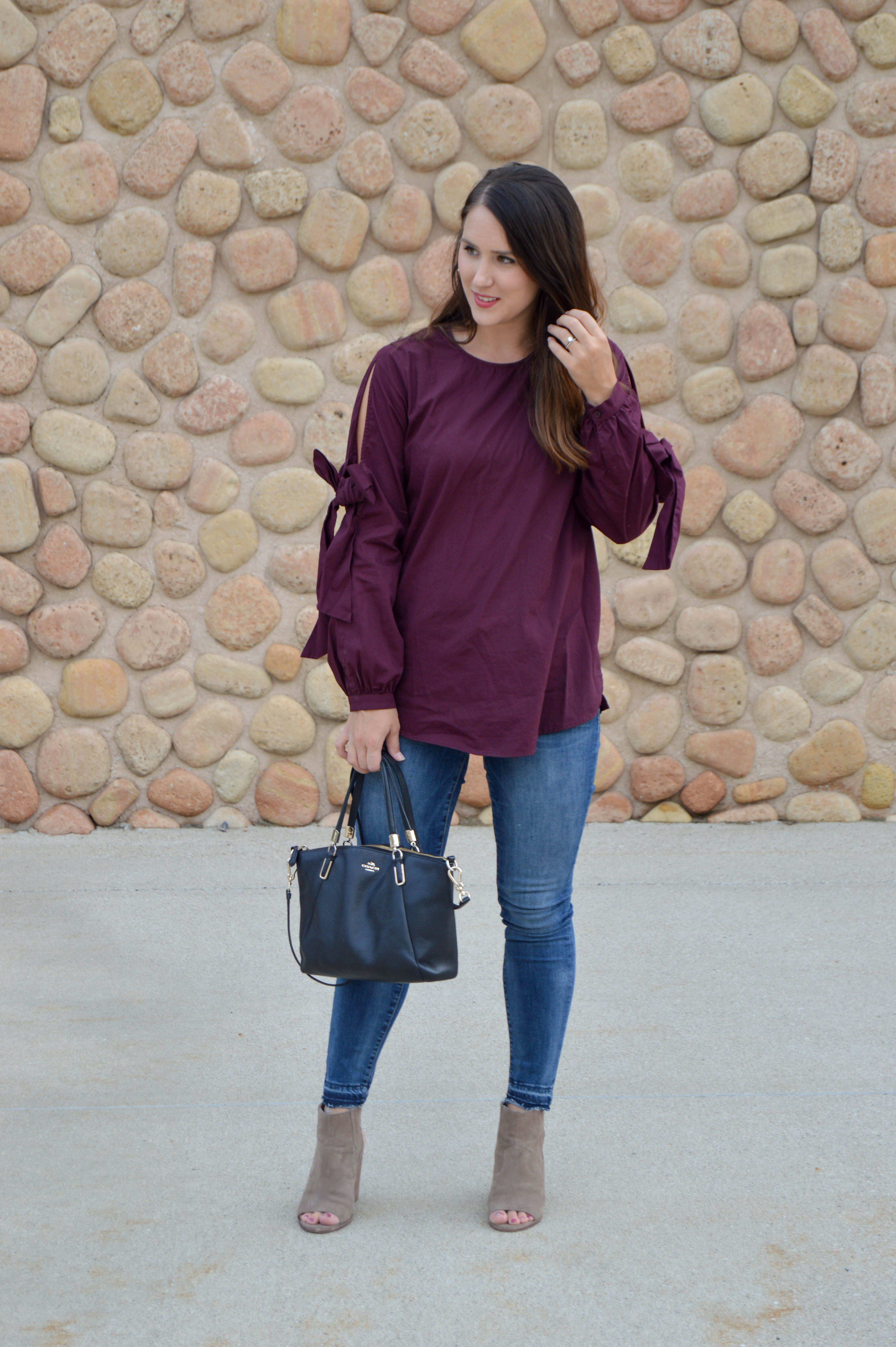 bow sleeve top - women's fall fashion