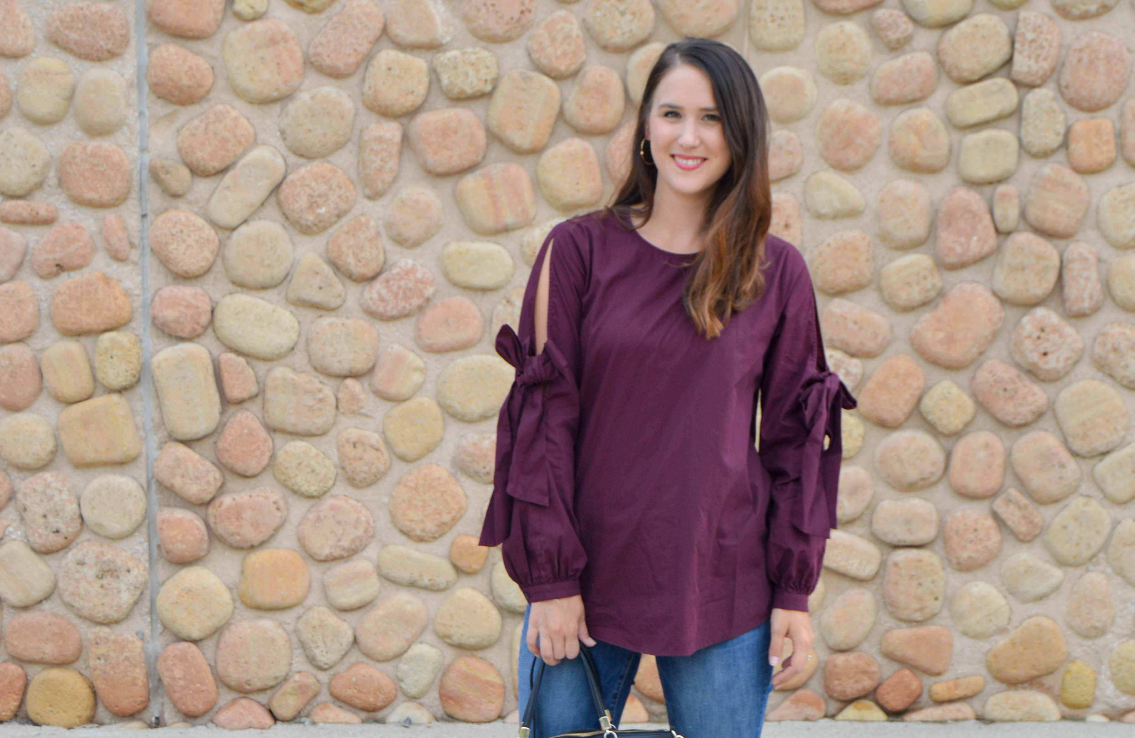 bow sleeve top - women's fall fashion