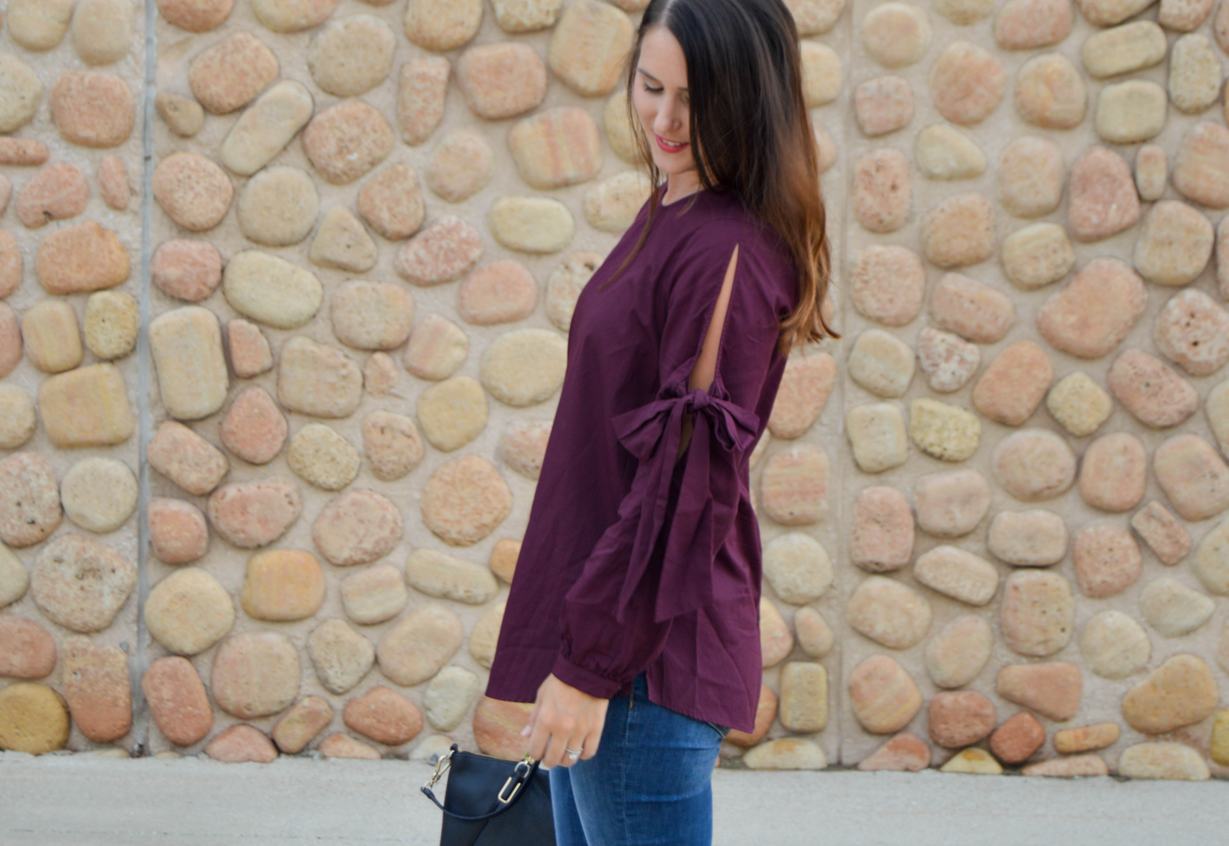 bow sleeve top - women's fall fashion