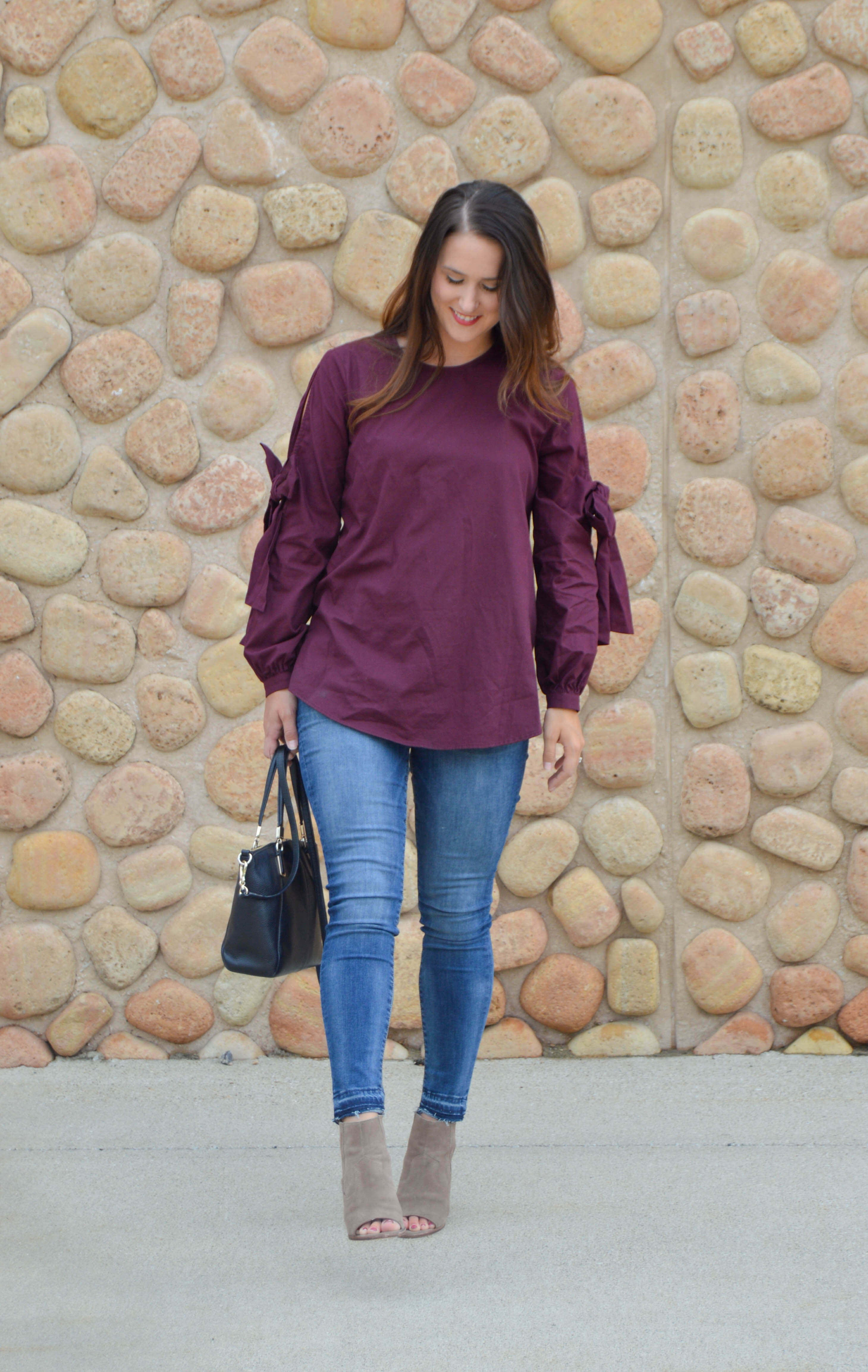 bow sleeve top - women's fall fashion