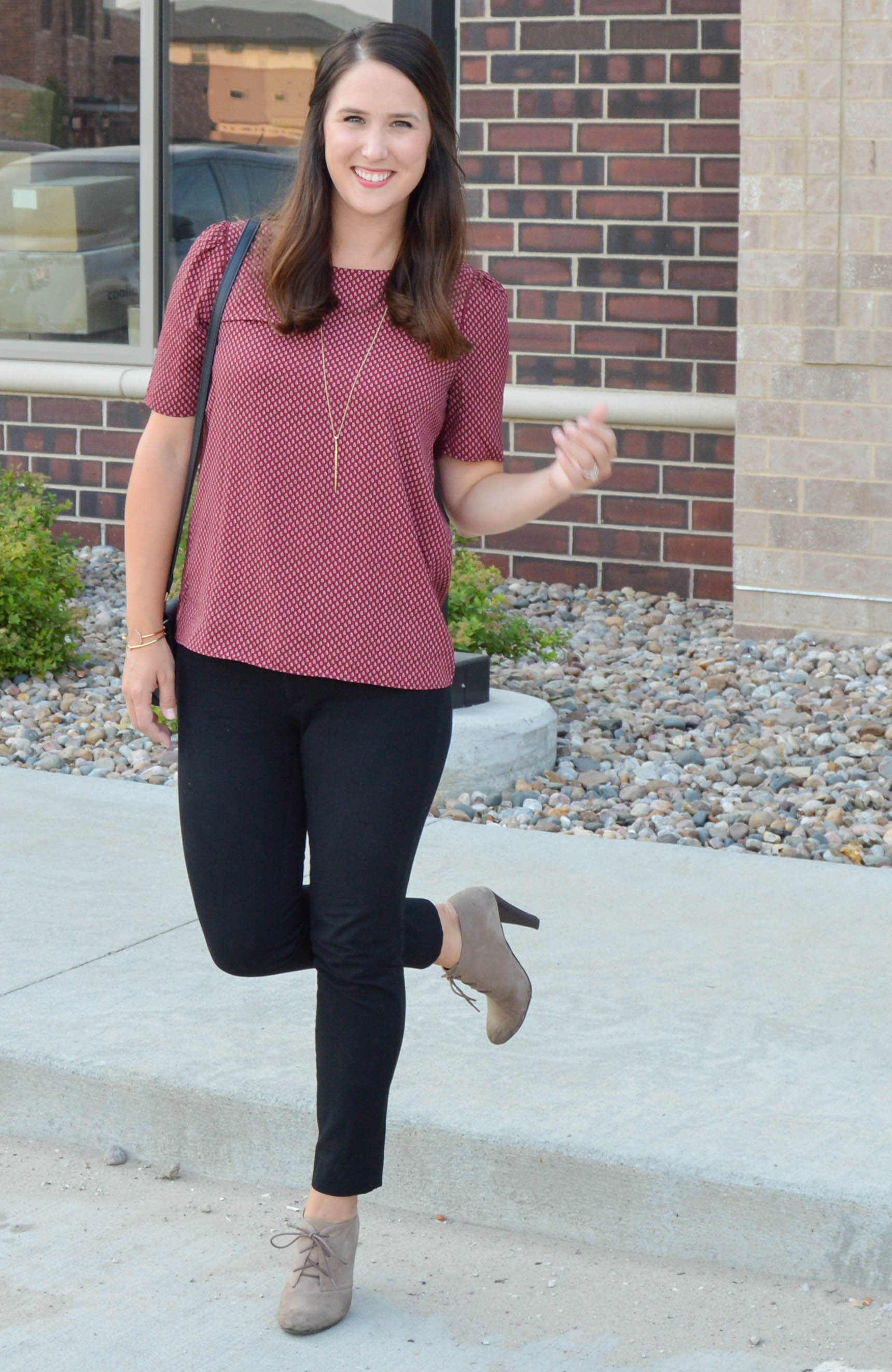 H&M burgundy printed top