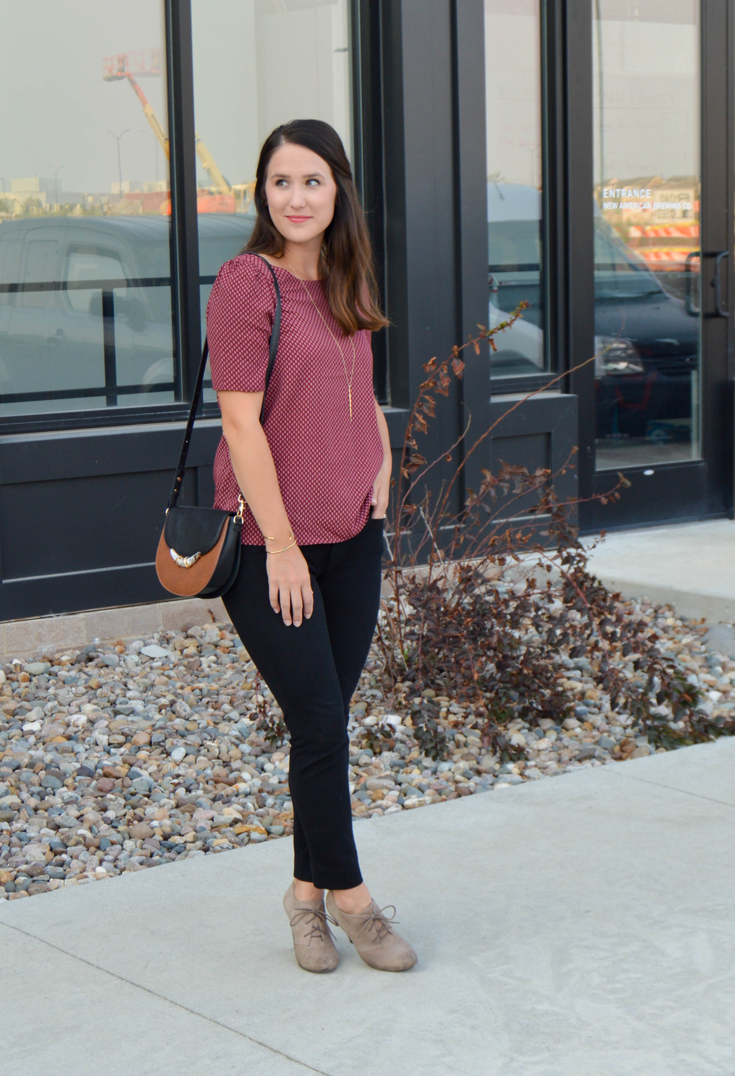 H&M burgundy printed top