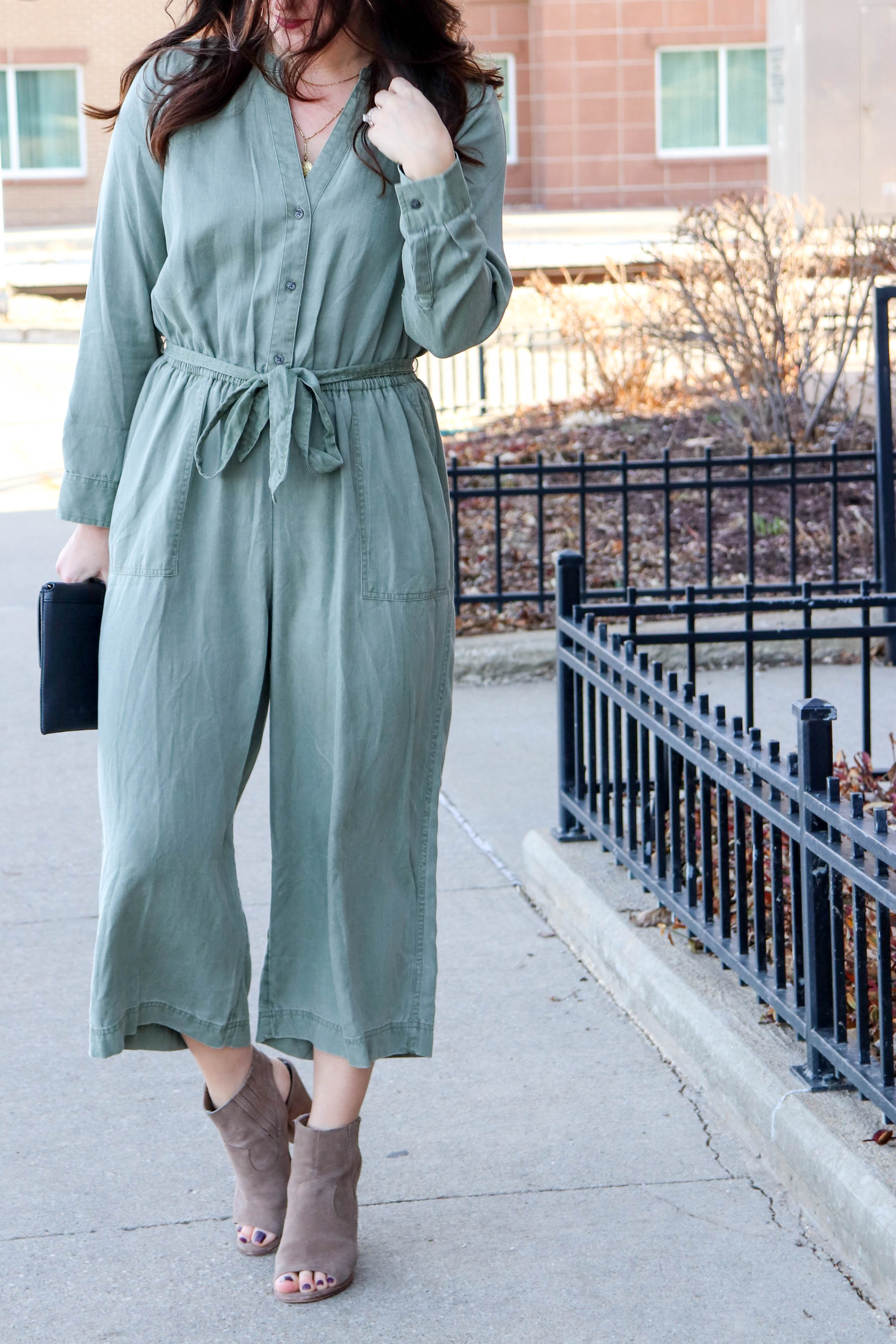 green utility jumpsuit - old navy